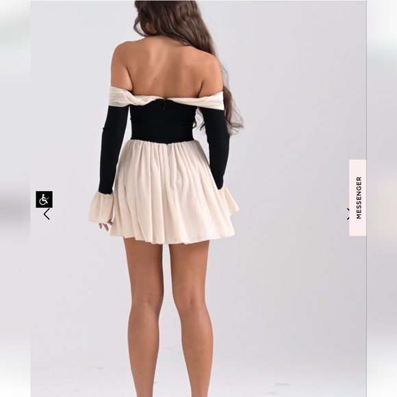 **1 Large Left!**House of CB Alana Black & Cream Off Shoulder Dress - Picture 9 of 15